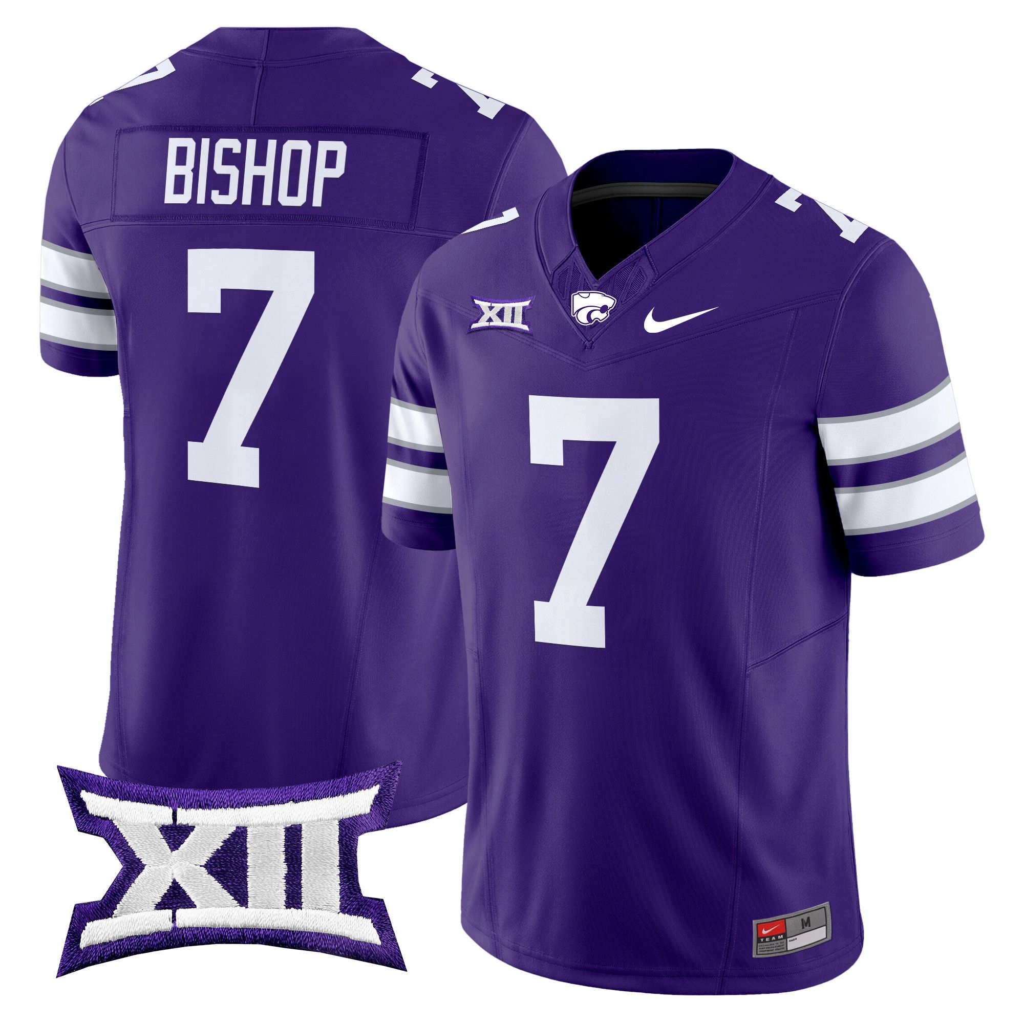 Men Kansas State Wildcats #7 Bishop Purple Nike 2024 Vapor Limited NCAA Jersey style 1->ncaa teams->NCAA Jersey